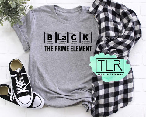 Black The Prime Element Adult Tee