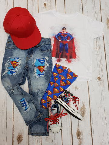 Super Man Watercolor Tee - The  Little Reasons