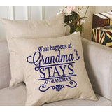What happens at Grandma's Throw Pillow Cover - The  Little Reasons