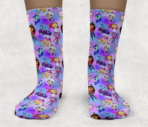 Gabby's Dollhouse Watercolor Socks
